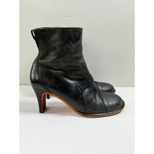 Diesel Rita Ankle Heeled Boots 8 Black Leather Zip Up Goth Punk Y2K Vintage